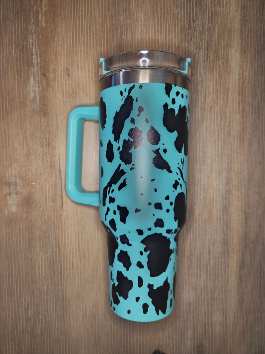 40oz teal cowhide